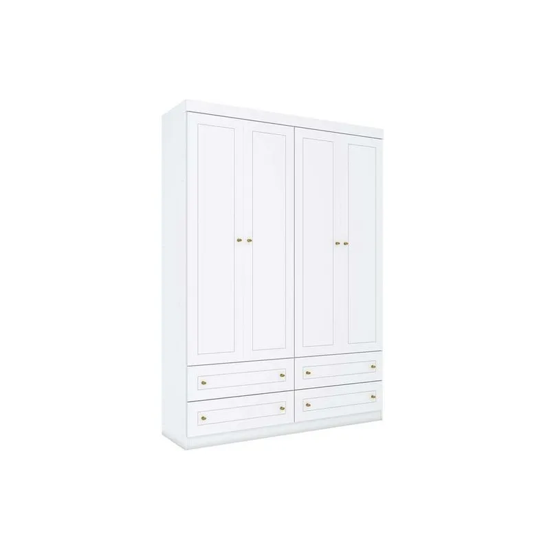 Guarda Roupa Solteiro 4 Portas e 4 Gavetas Americano Branco - Henn