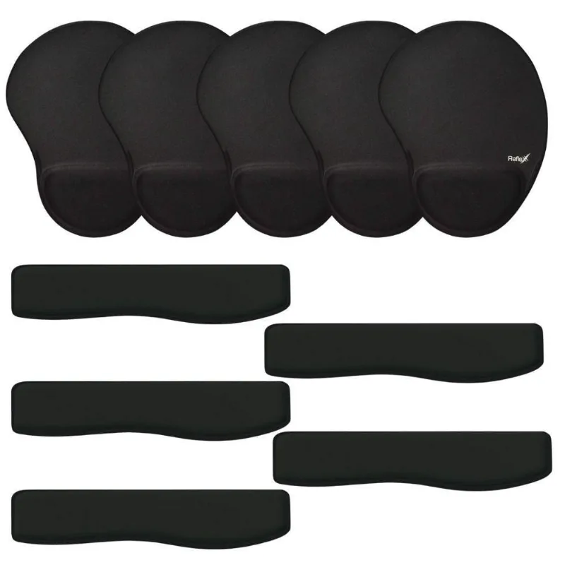 Combo Ergonômico 05X Mousepad + Apoio Pulso P/ Teclado Ergonômico Preto
