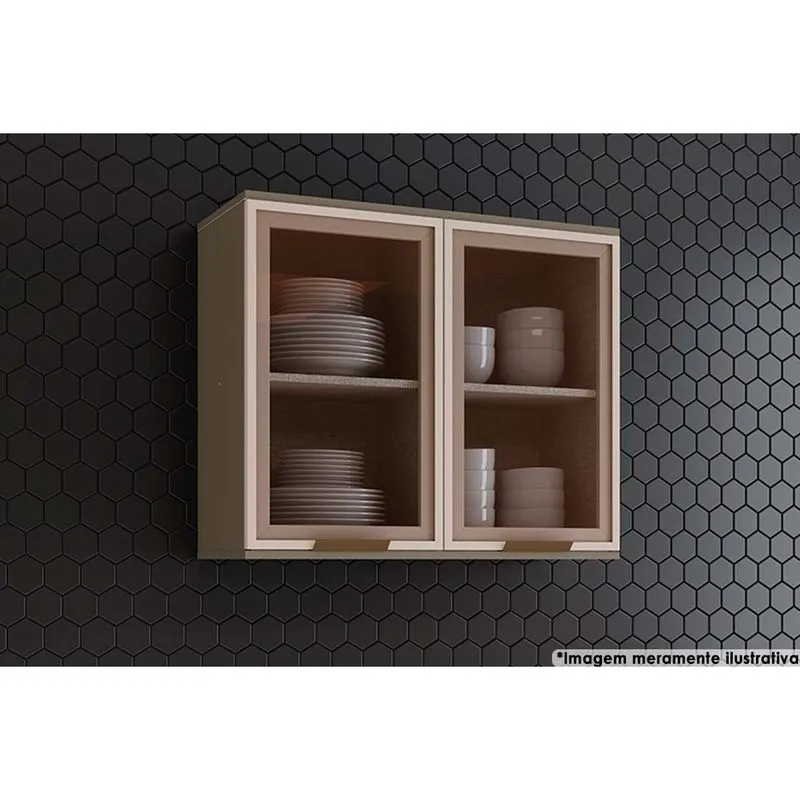 Módulo Cozinha Henn Connect Armário c/ 2 Portas c/Vidro 80cm Duna