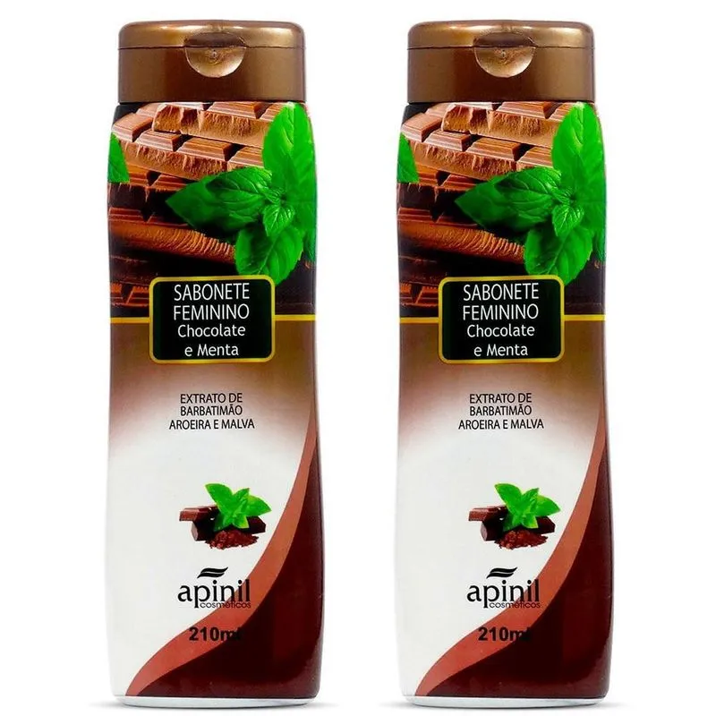 Kit 2 Sabonete Líquido Feminino Chocolate E Menta 210ml