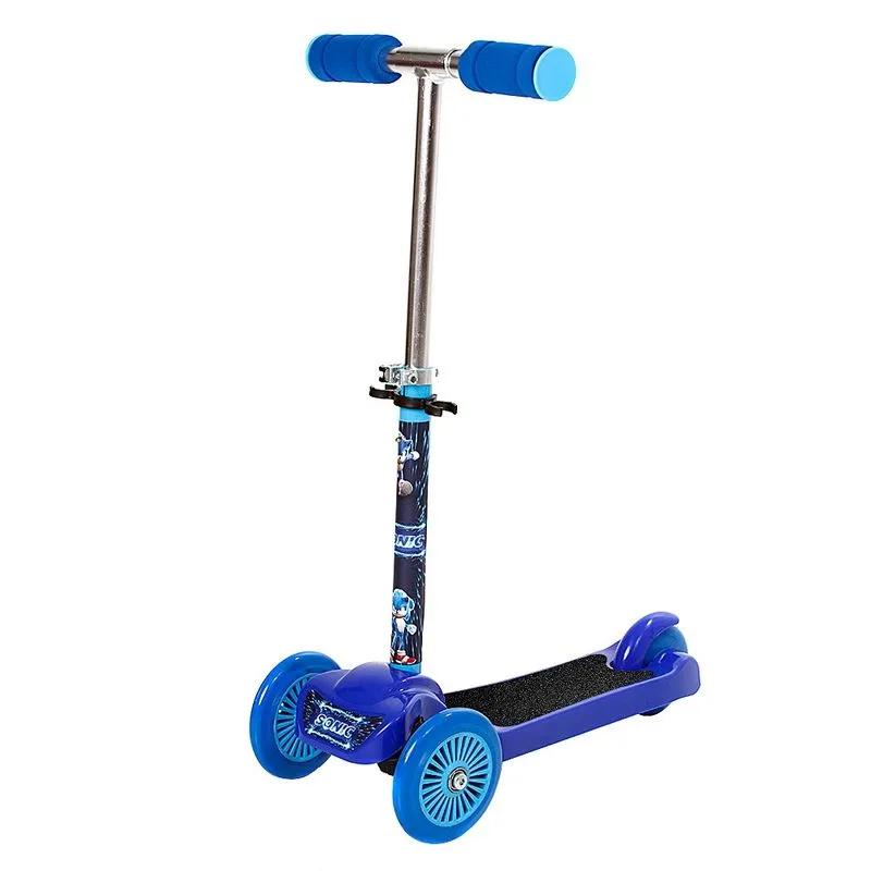 Patinete Para Crianças Scooter 3 Rodas Brinquedo Infantil Menino Azul Modelo Sonic Speed Test Art Brink