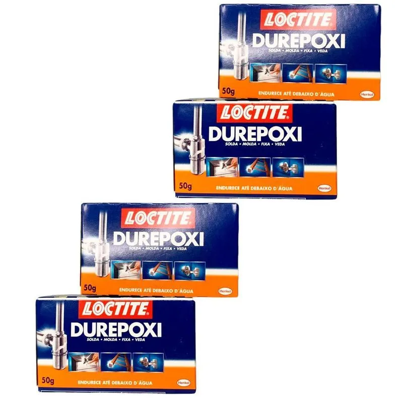 Kit 4 Unidades Durepoxi Adesivo Massa 50g Solda Fixa Veda