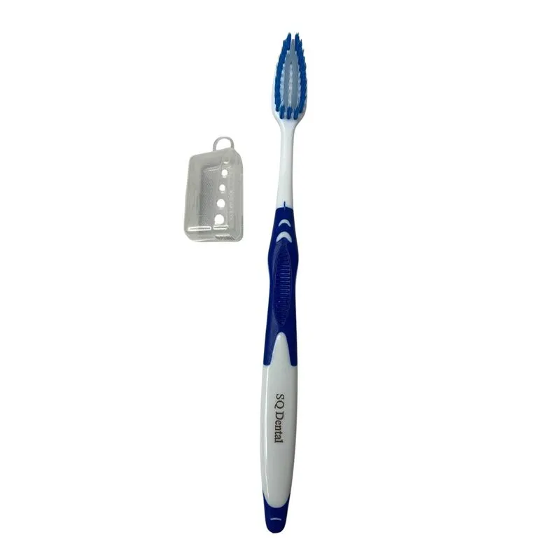 Escova De Dentre Adulto Macia Com Capa Protetora - Azul