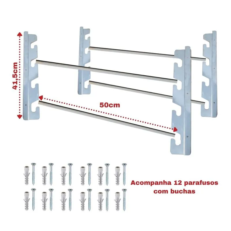 Suporte De Inox Churrasqueira 50cm Duplo - Grelhas E Espetos