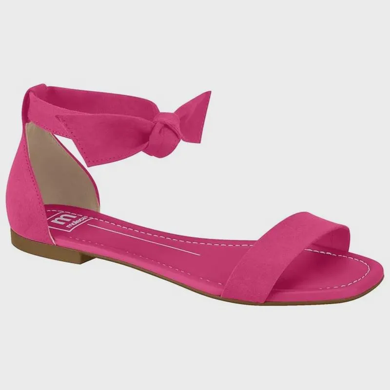 Sandália Rasteira Feminina Camurça Pink Moleca 5435.414