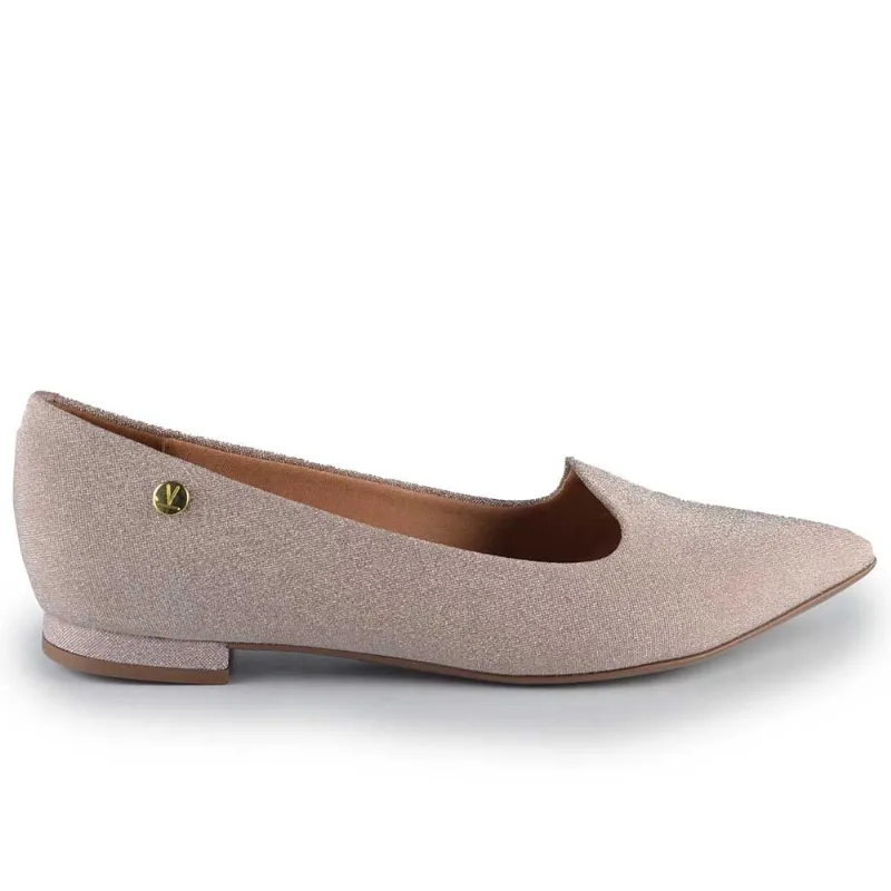 Sapatilha Feminina Bico Fino Glitter 1206.261 TELA 26565 OURO ROSADO 36