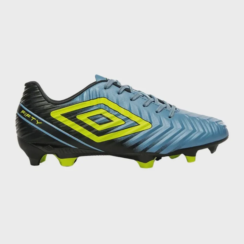 Chuteira Umbro Fifty V Campo Masculina Azul Preto Limão