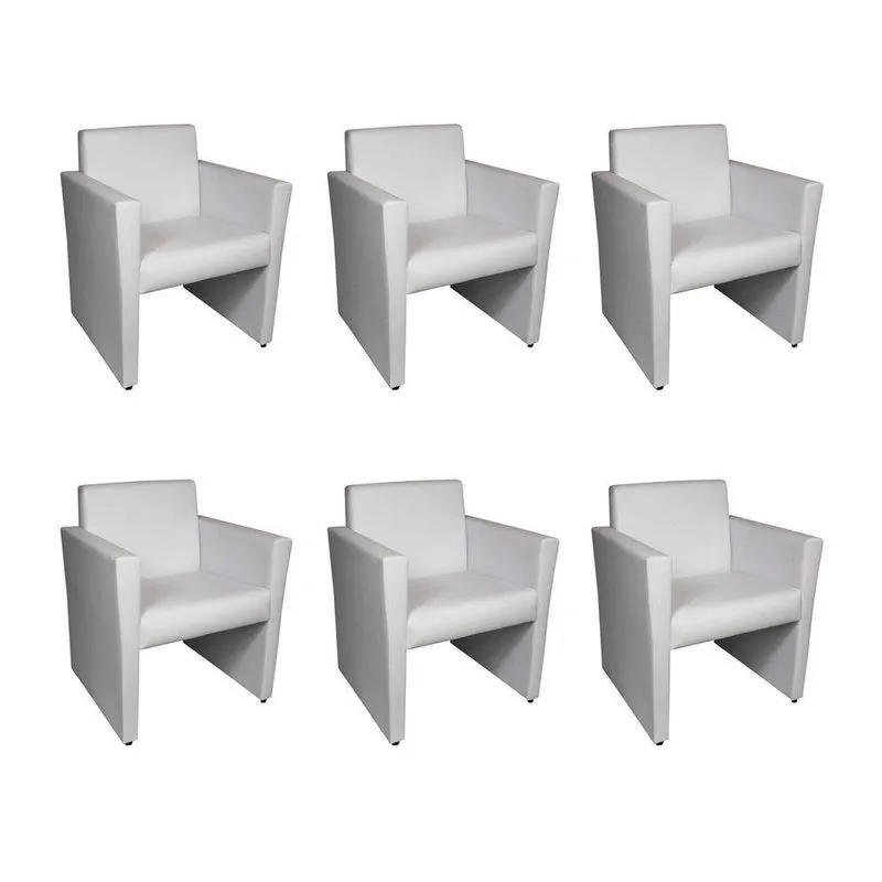Kit 6 Poltronas Nina Slim 1 Lugar Pé Fechado - Branco - Cor: Branco