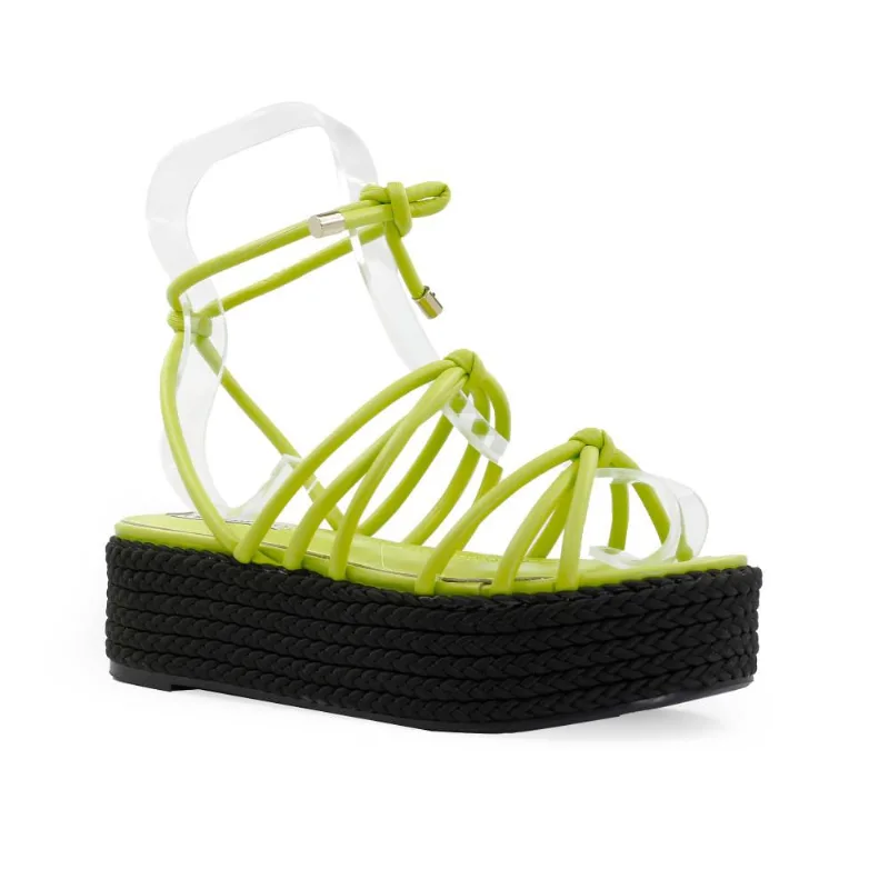 Sandália Cecconello Flatform 36 / Verde / Preto