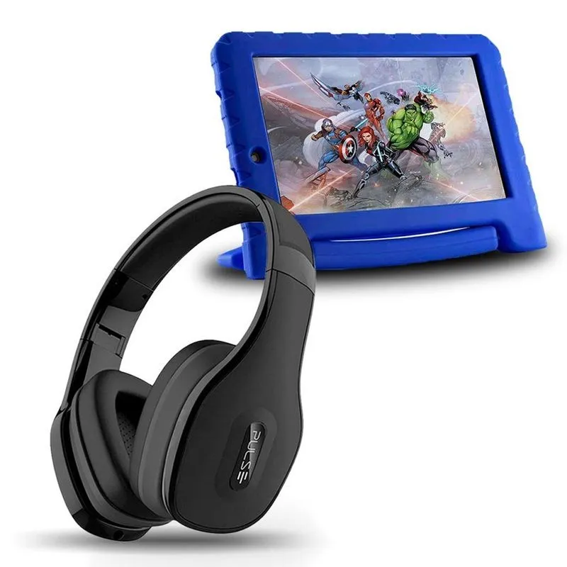 Tablet Infantil Vingadores 8gb + Fone Bluetooth Preto