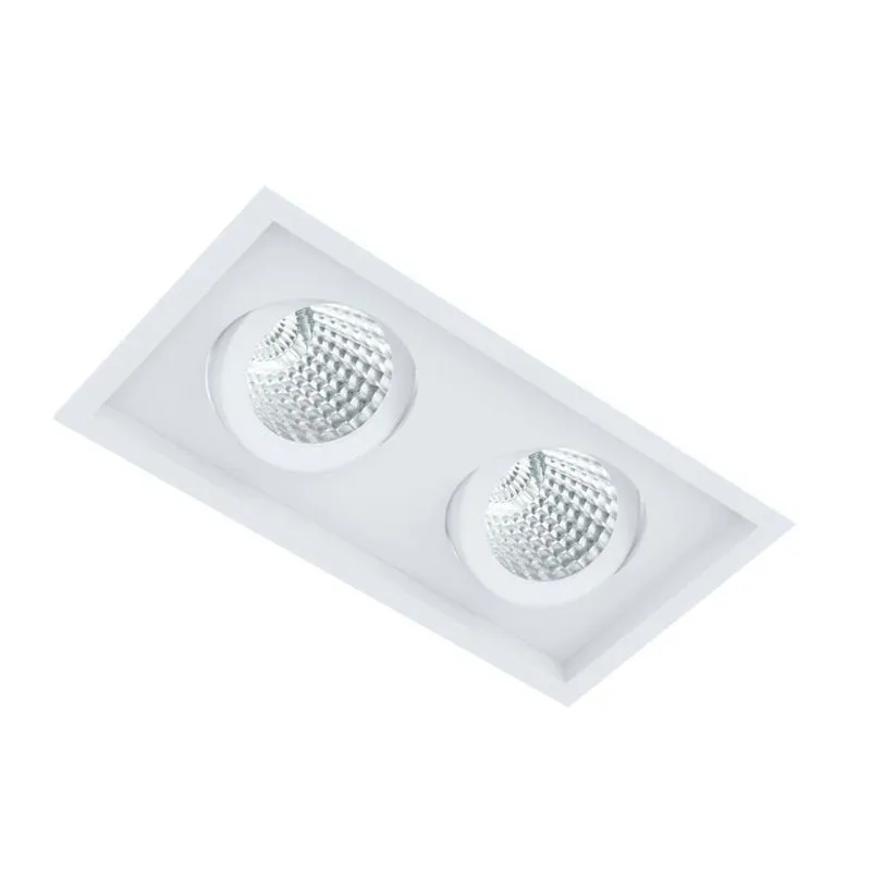 Luminaria de Embutir Retangular Para 2 Lâmpadas PAR20 Branco Fosco Soft Bella Luce Luminária de Embutir Retangular Para 2 Lâmpadas PAR20 Branco Fosco Soft Bella Luce