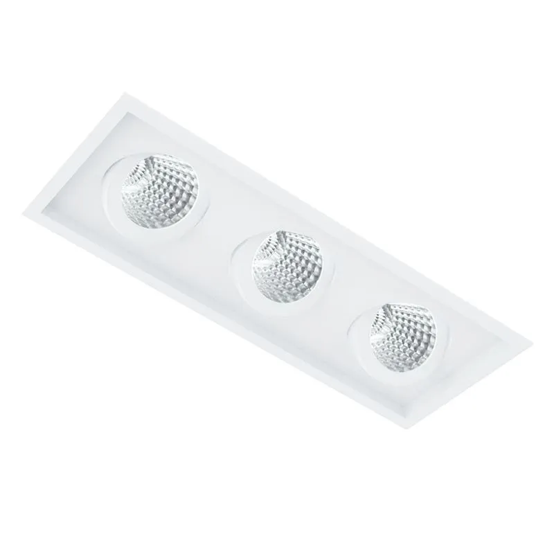 Luminaria de Embutir Retangular Para 3 Lâmpadas PAR20 Branco Fosco Soft Bella Luce