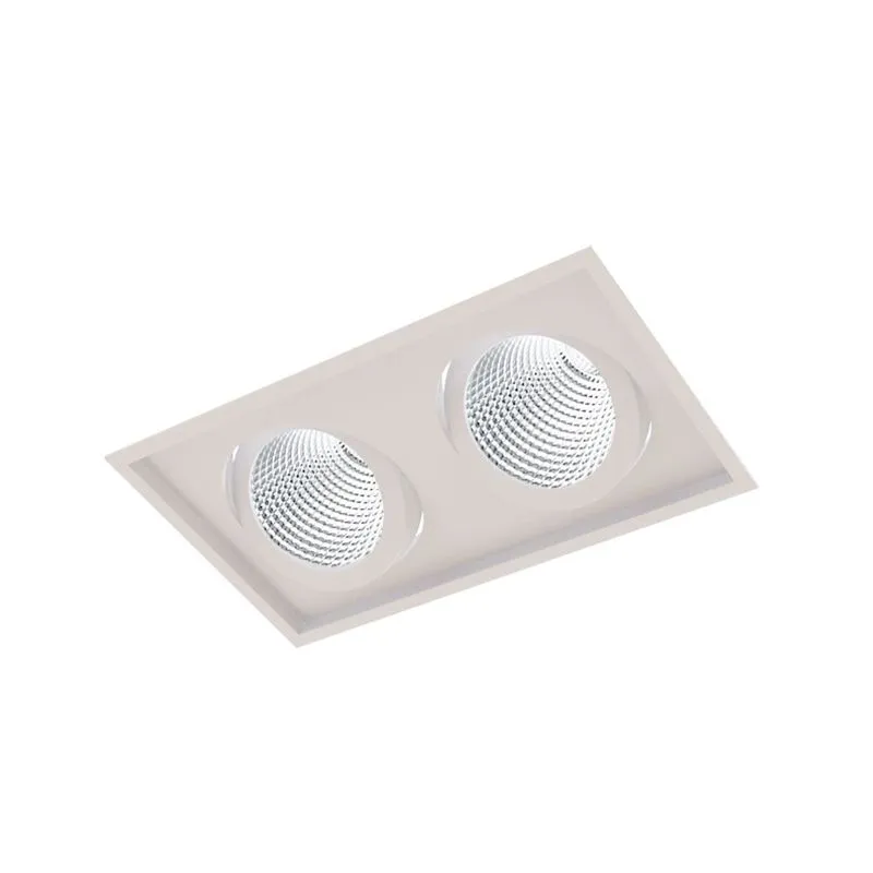 Luminaria de Embutir Retangular Para 2 Lâmpadas PAR30 Branco Fosco Soft Bella Luce