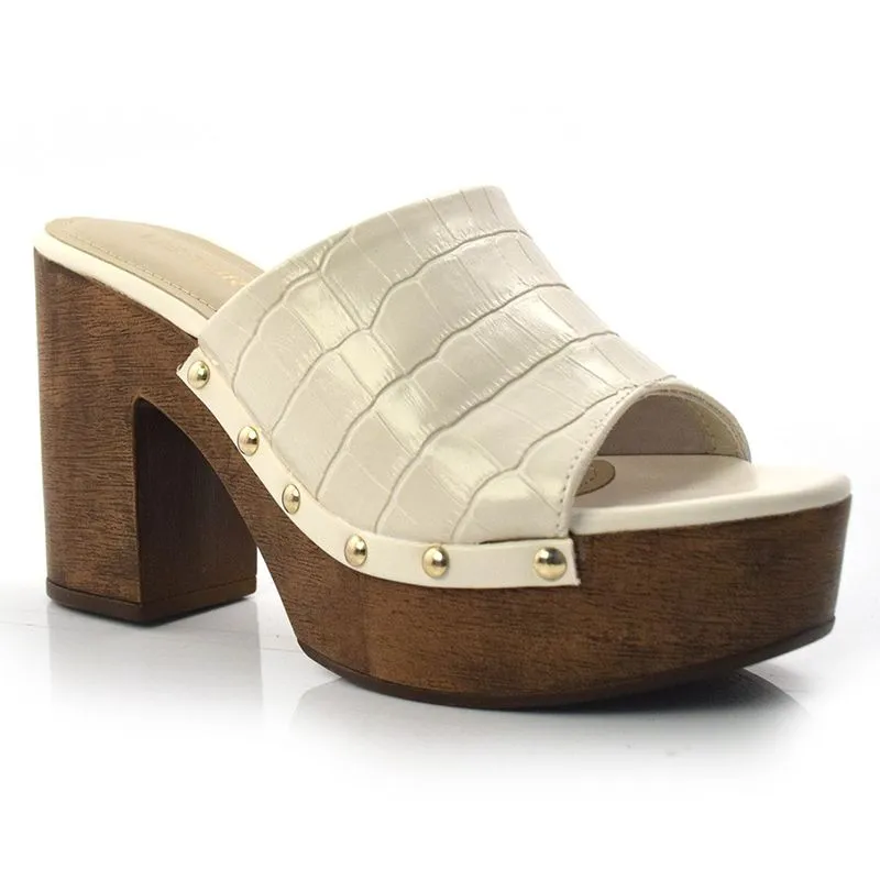 Tamanco Feminino Clog Via Marte Creme 21-20201-01 39