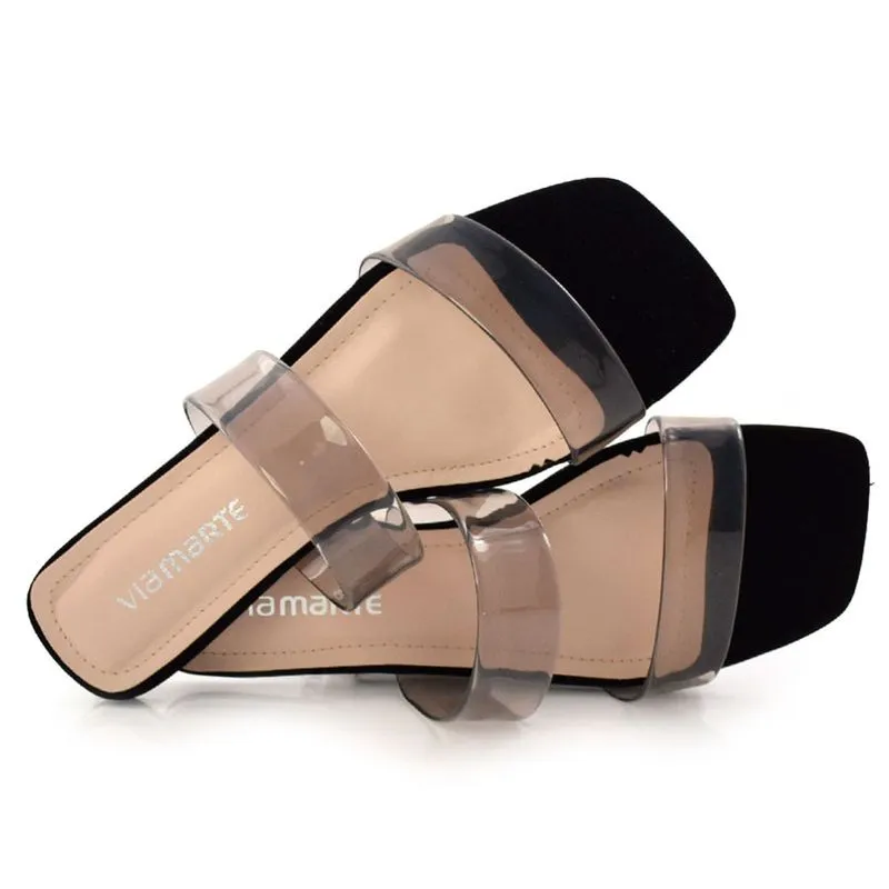 Tamanco Rasteira Feminino Via Marte Preto 21-19610-01 38