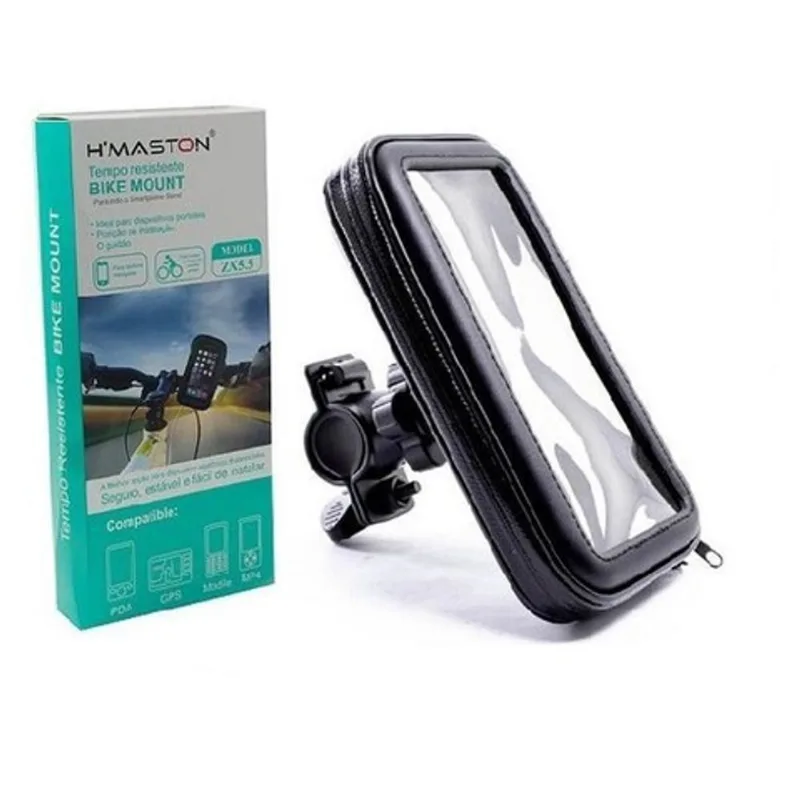 Suporte De Guidão Para Celular Para Bicicleta E Moto Case Impermeável Com Fechamento Em Zíper