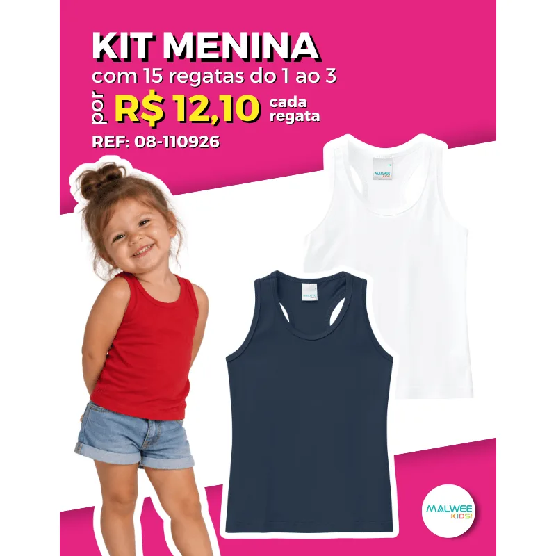 Kit 15 Regatas de Verão Atacado Revenda Infantil Menina Malwee Kids 1/3 - 08-110926-ST-F