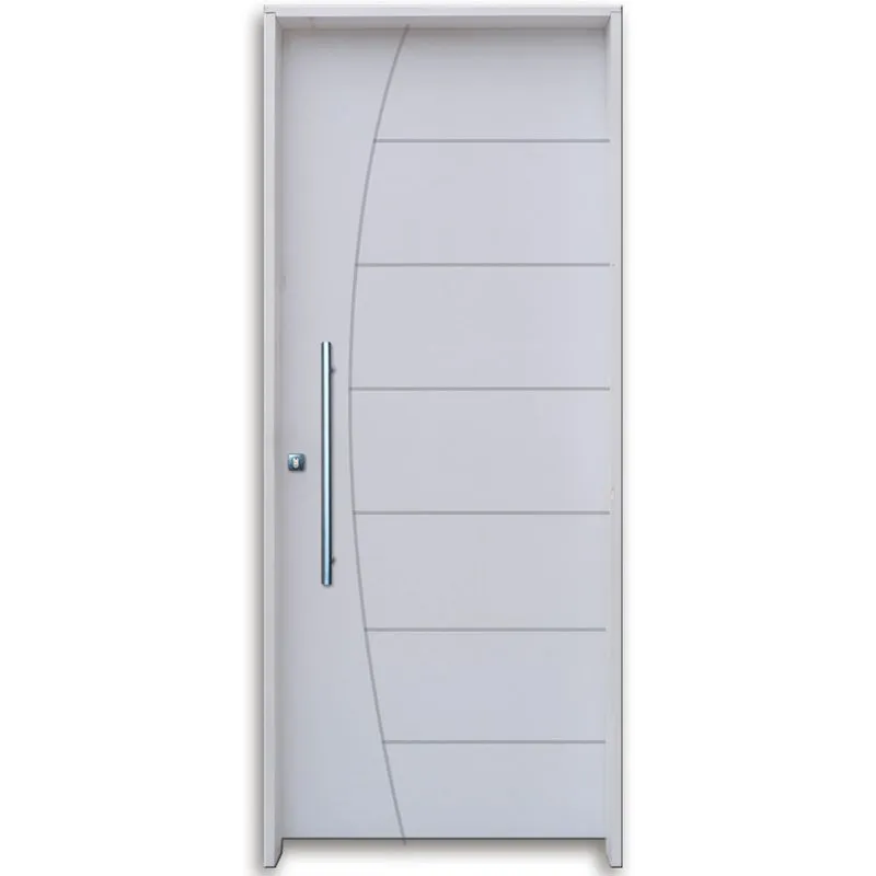 Porta De Madeira Belíssima HDF Primer Com Puxador Reto 2,10 X 0,82 Esquerda Linha Uni