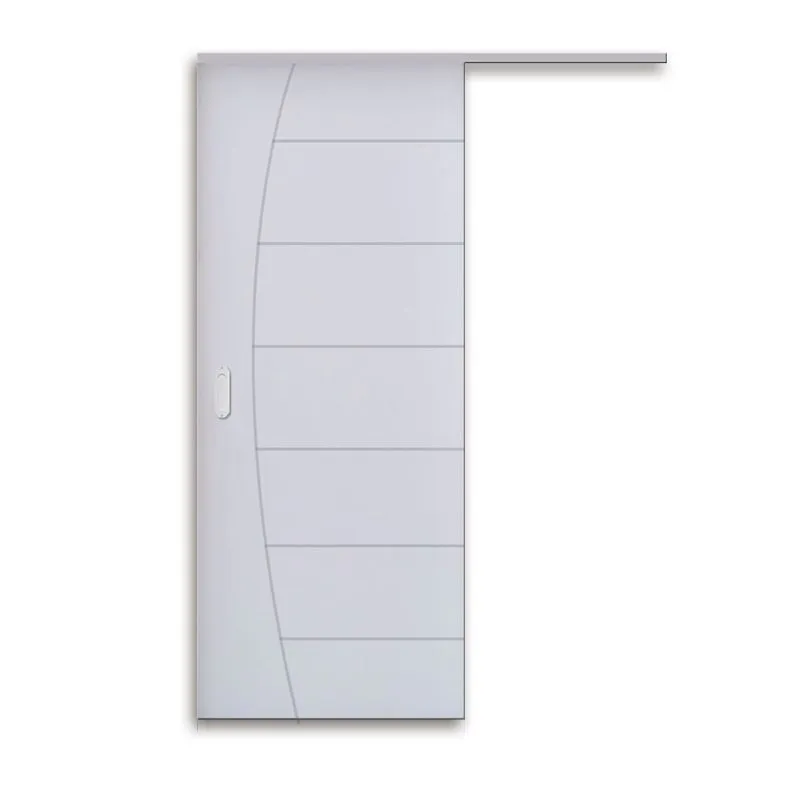 Porta De Madeira Frisada de Correr Primer Com Trilho em Aluminio Branco 2,10 X 0,72 Linha Uni
