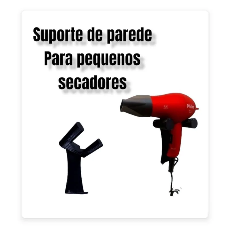 Suporte Parede Pequenos Secadores Cabelo - Fita Dupla Face