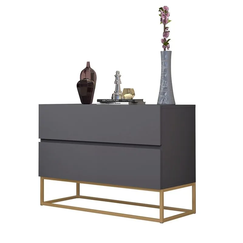 Mesa de cabeceira eros 60cm estilo industrial base dourado