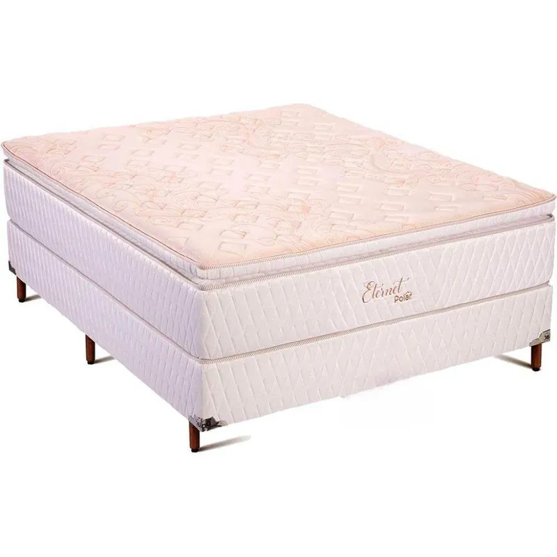 Conjunto Colchão Box Casal Molas Ensacadas Eternet Polar