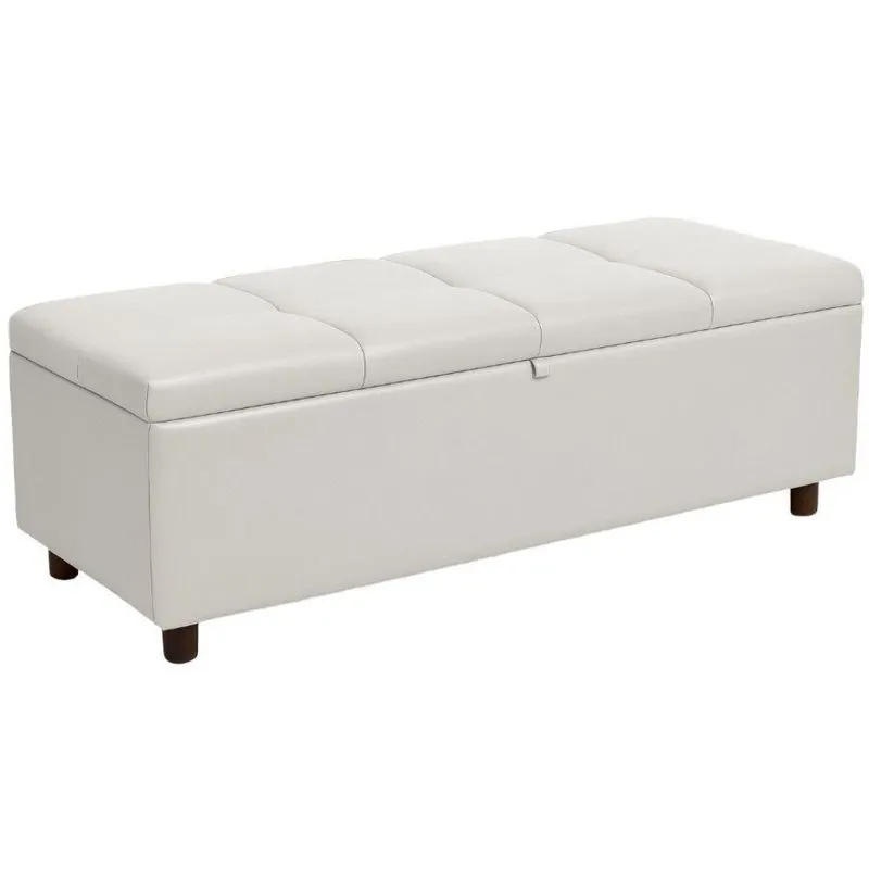 Baú Recamier Espanha Couro Branco 140 Cm