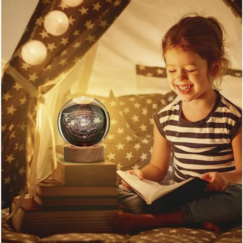Usb Led Night Light Galaxy Crystal Ball Table Lamp