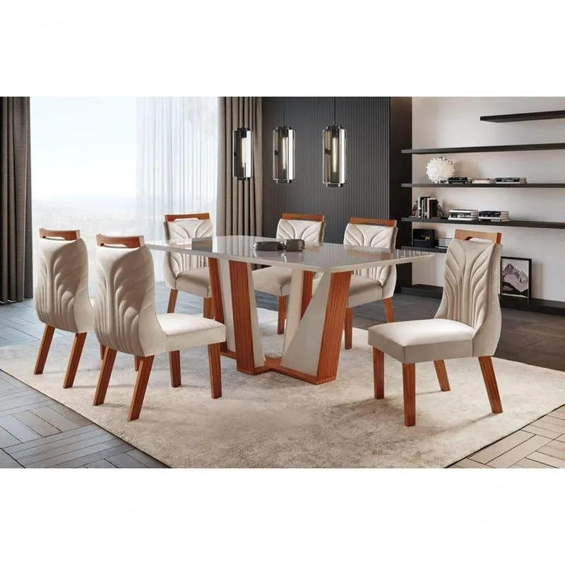 Sala De Jantar Completa Com 6 Cadeiras Veneza Lj