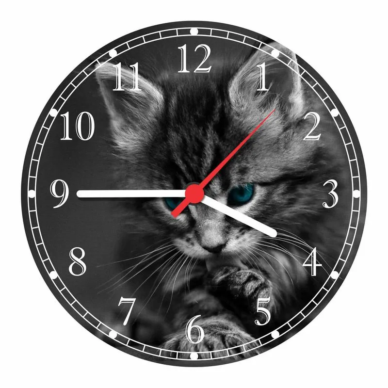 Relógio De Parede Animais Gato Pet Shop Quartz