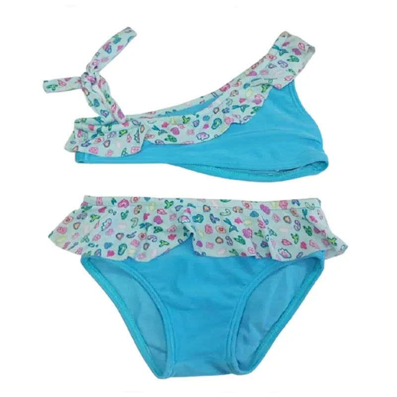 Biquini Bebe Babado Azul Lilica