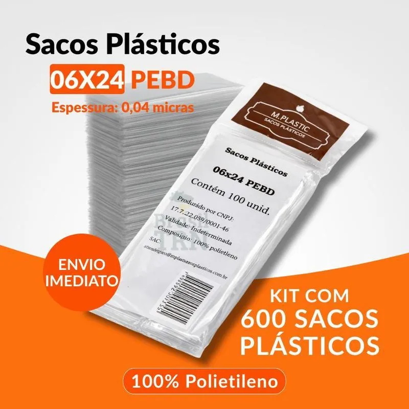 Saquinho Transparente Pebd 6x24cm Gelinho Chup Chup 600 Unid