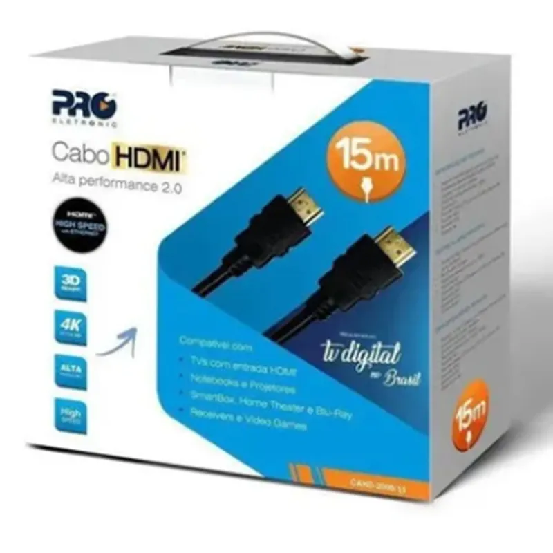 Cabo Hdmi 15m Pro Eletronic Cahd-2000 3d 4k 2.0 Para Pc