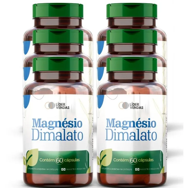 Magnésio Dimalato - 60 cáps kit com 6 pote