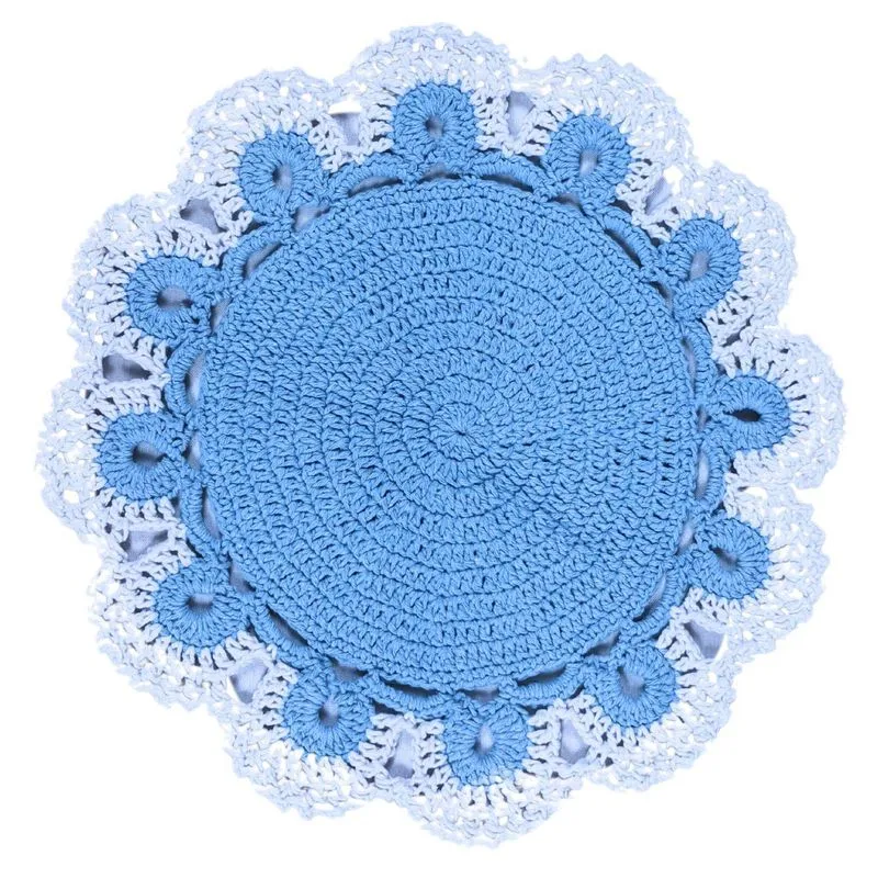 Sousplat Em Crochê Redondo Pétala 39cm Barbante Barbantextil