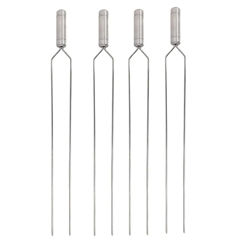 4 Espetos Duplo De Inox 70cm Para Churrasqueira, Churrasco