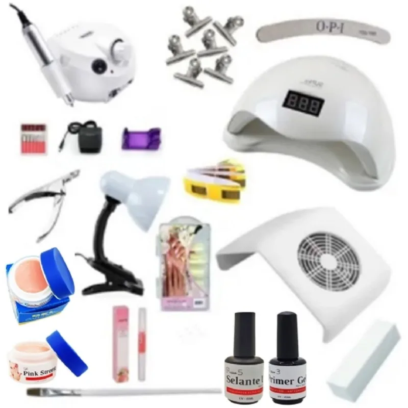 Kit Unha Com Luminária E Aspirador Kit De Unha
