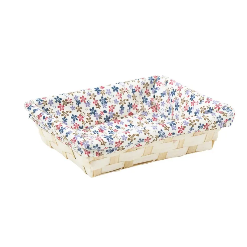Cesta Retangular De Palha Com Tecido 20x16cm - Gzt