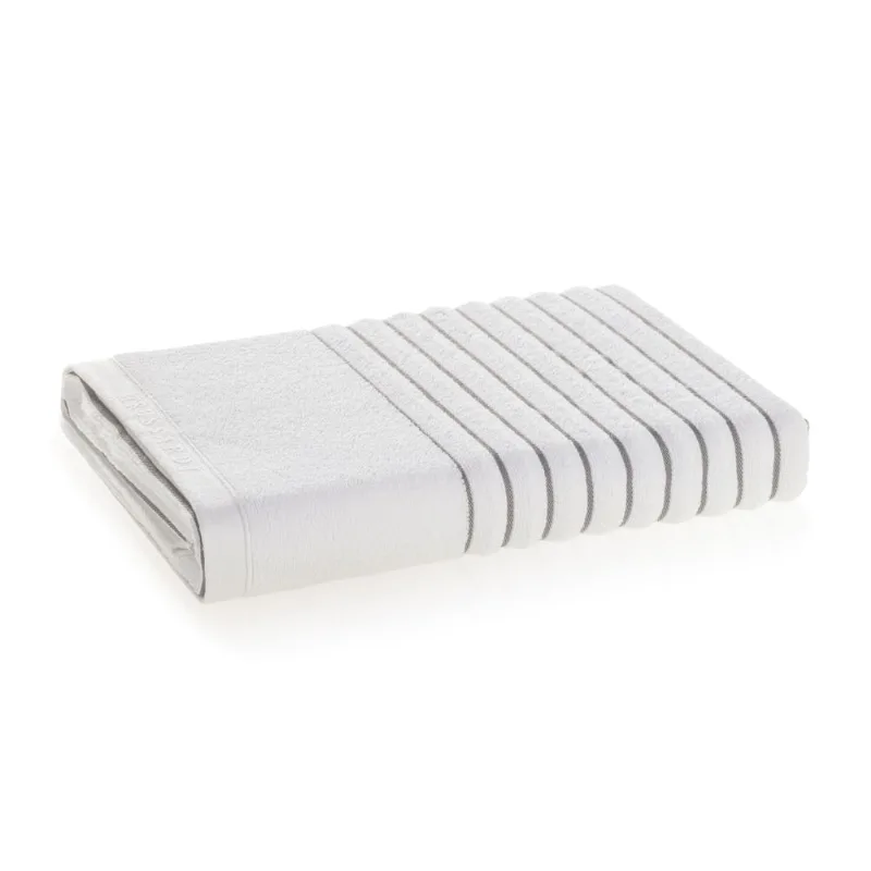 Toalha de Praia 550g/m² com listras Rigato Branco/Ardósia