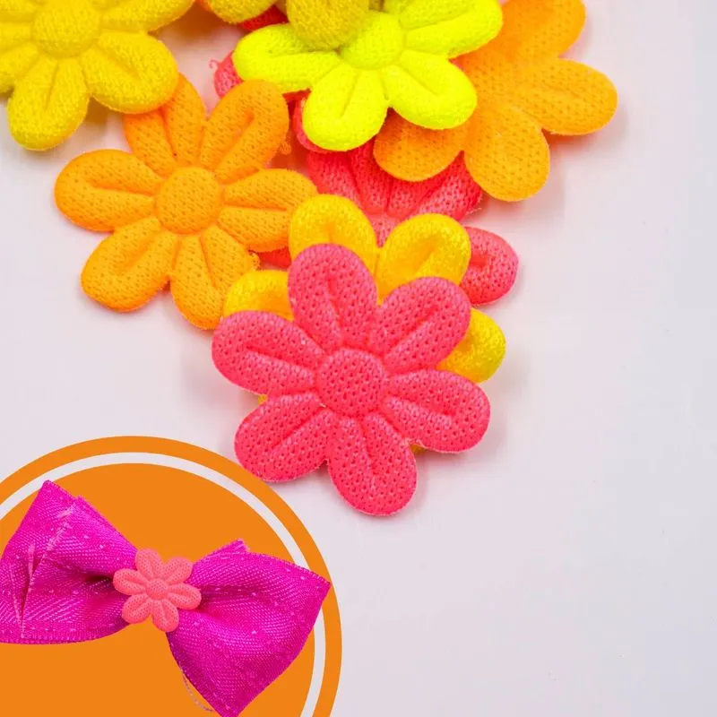 APLIQUE FLOR PRENSADA 20MM EM POLIESTER COM 500 UNIDADES 528 - Colorido Neon