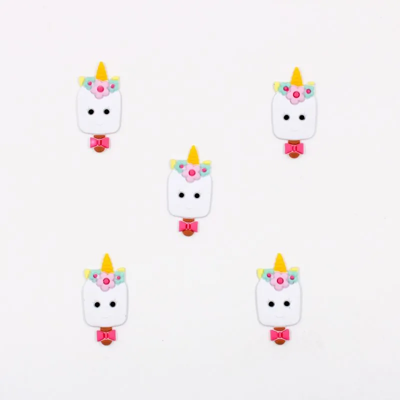 APLIQUE PICOLE DE UNICORNIO 45MM EMBORRACHADO COM 50 PEÇAS 291 - Branco + Colorido