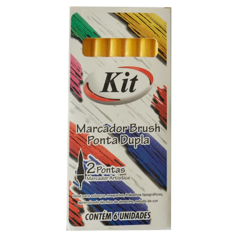 MARCADOR BRUSH PONTA DUPLA AMARELO