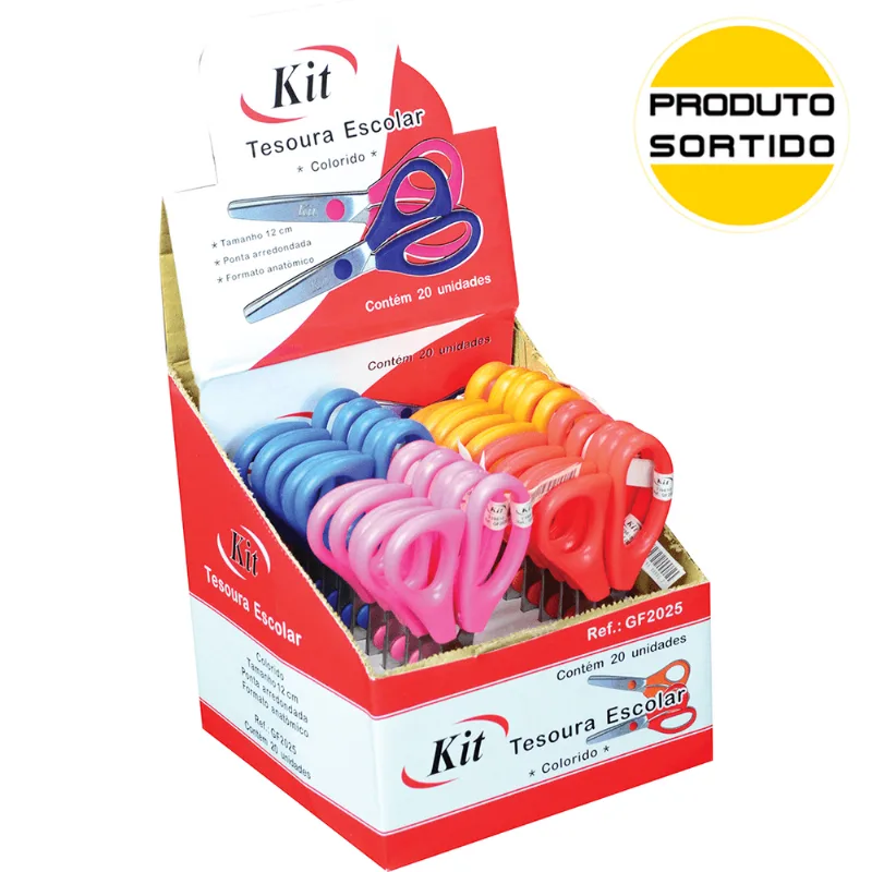 TESOURA ESCOLAR 12CM CABO ERGONOMICO GF-2025 ÚNICA