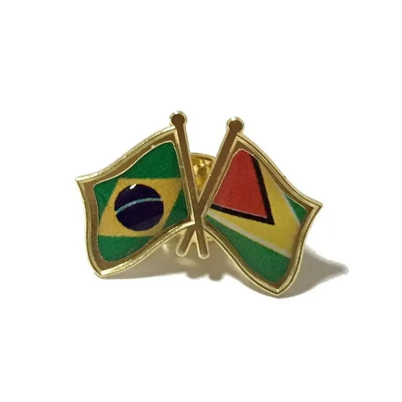 Pin Da Bandeira Do Brasil X Guiana