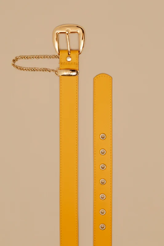 Cinto Com Fivela Abaulada Amarelo Atacama / G / Feminino