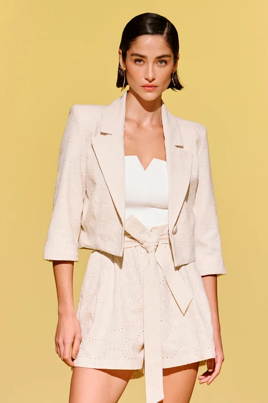 Top Ajustado Liso Com Recortes Off White (normal) / GG / Feminino