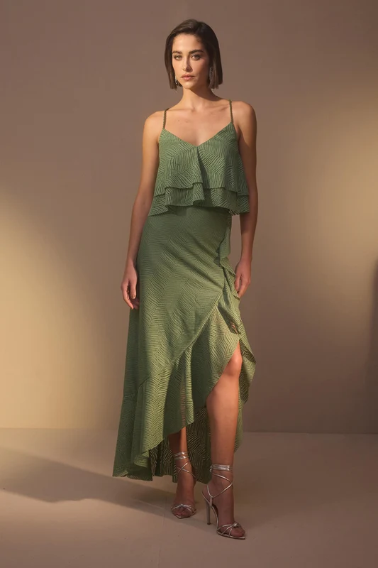 Top Liso Com Alças De Cordão Verde Palmeira / PP / Feminino