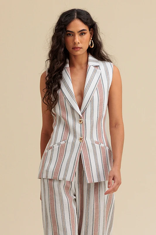 Colete Alfaiataria Listrado Off White (normal) / GG / Feminino
