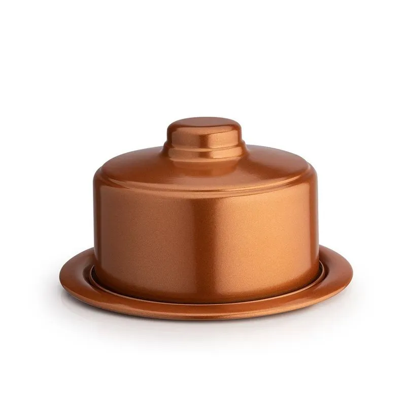 Queijeira Rose Gold De Alumínio Porta Queijo Cobre Com Tampa