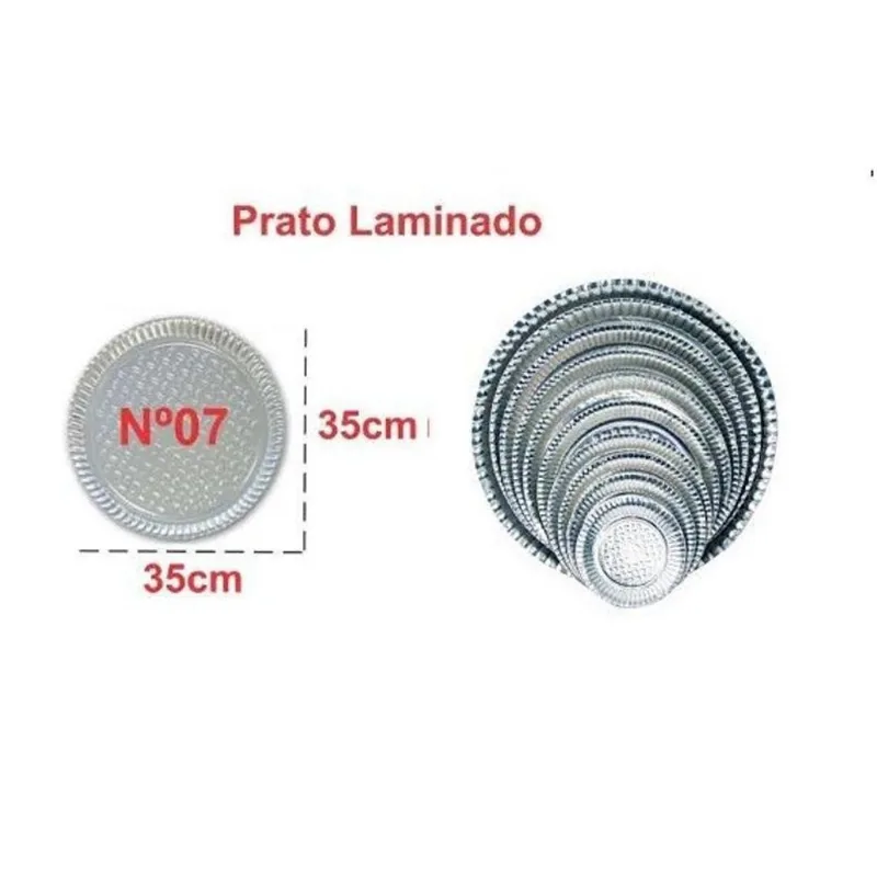 Prato Papelão Redonda Laminado Prata Nº07 (35cm) C/100 Deska